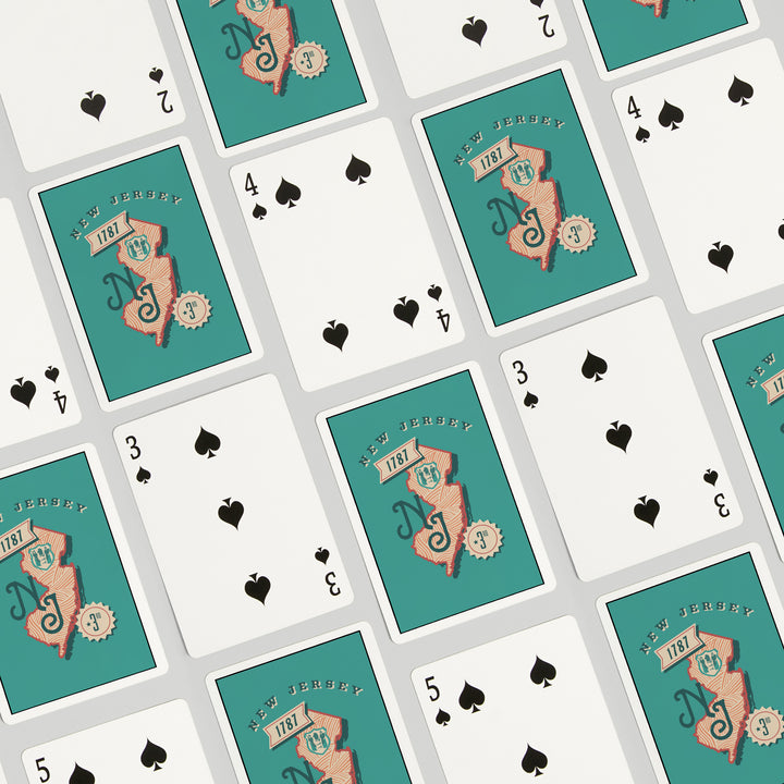 Playing Cards, New Jersey, Statehood, State Series, 52 Card Deck with Jokers in Box, Unique Art Cards Lantern Press 
