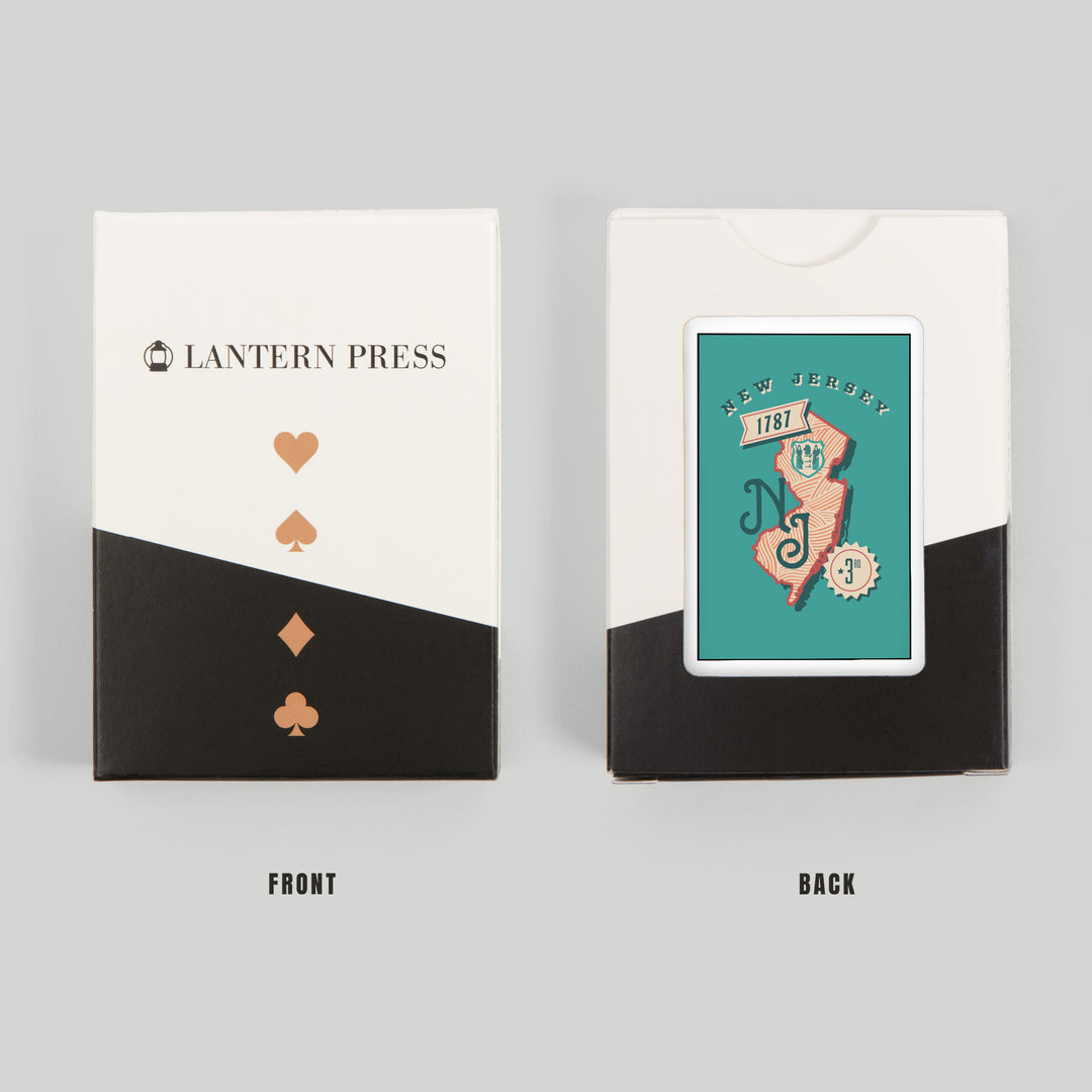 Playing Cards, New Jersey, Statehood, State Series, 52 Card Deck with Jokers in Box, Unique Art Cards Lantern Press 