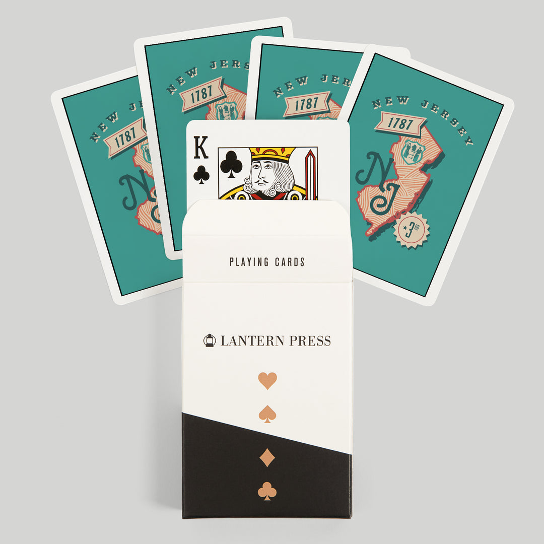 Playing Cards, New Jersey, Statehood, State Series, 52 Card Deck with Jokers in Box, Unique Art Cards Lantern Press 