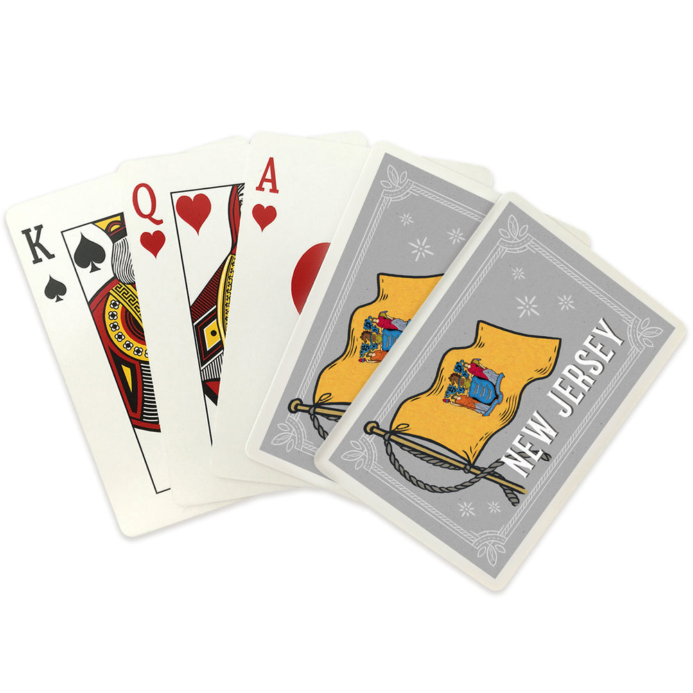 Playing Cards, New Jersey, Waving State Flag, State Series, 52 Card Deck with Jokers in Box, Unique Art Cards Lantern Press 