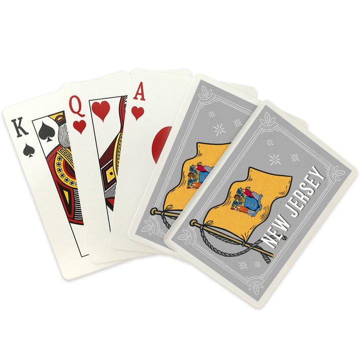 Playing Cards, New Jersey, Waving State Flag, State Series, 52 Card Deck with Jokers in Box, Unique Art Cards Lantern Press 