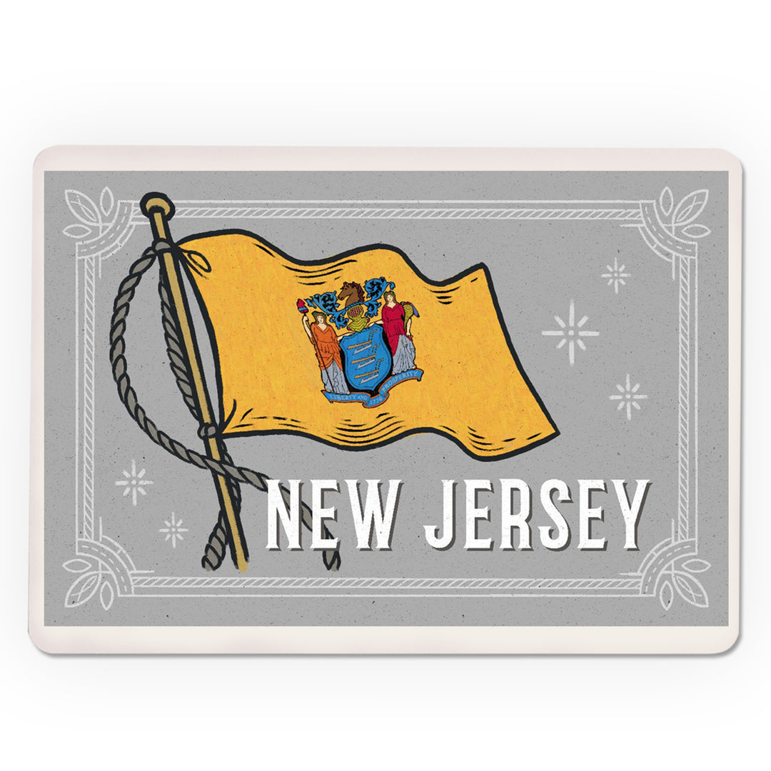 Playing Cards, New Jersey, Waving State Flag, State Series, 52 Card Deck with Jokers in Box, Unique Art Cards Lantern Press 