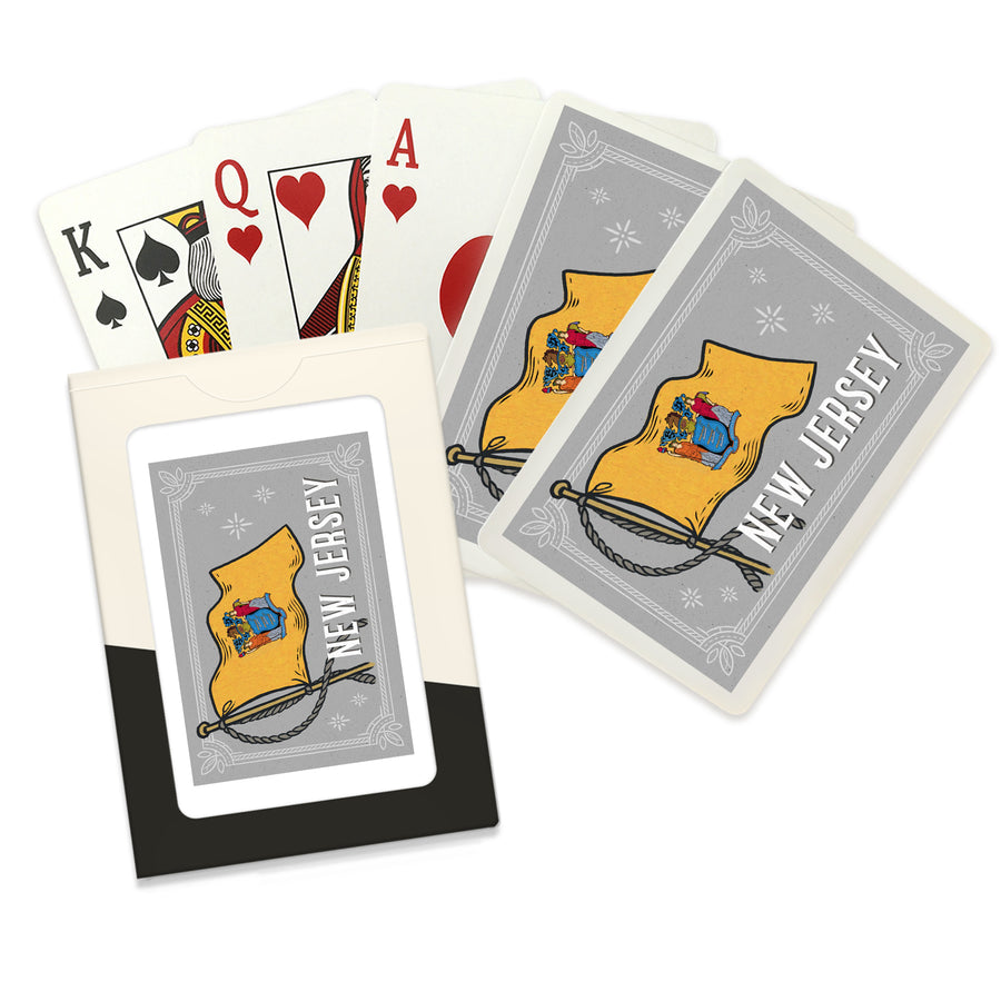 Playing Cards, New Jersey, Waving State Flag, State Series, 52 Card Deck with Jokers in Box, Unique Art Cards Lantern Press 