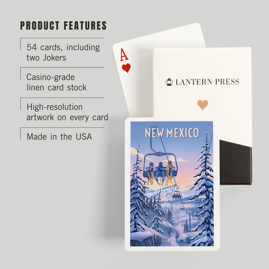 Playing Cards, New Mexico, Chill on the Uphill, Ski Lift, 52 Card Deck with Jokers in Box, Unique Art Cards Lantern Press 