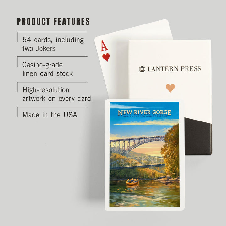 Playing Cards, New River Gorge National Park and Preserve, Oil Painting, 52 Card Deck with Jokers in Box, Unique Art Cards Lantern Press 