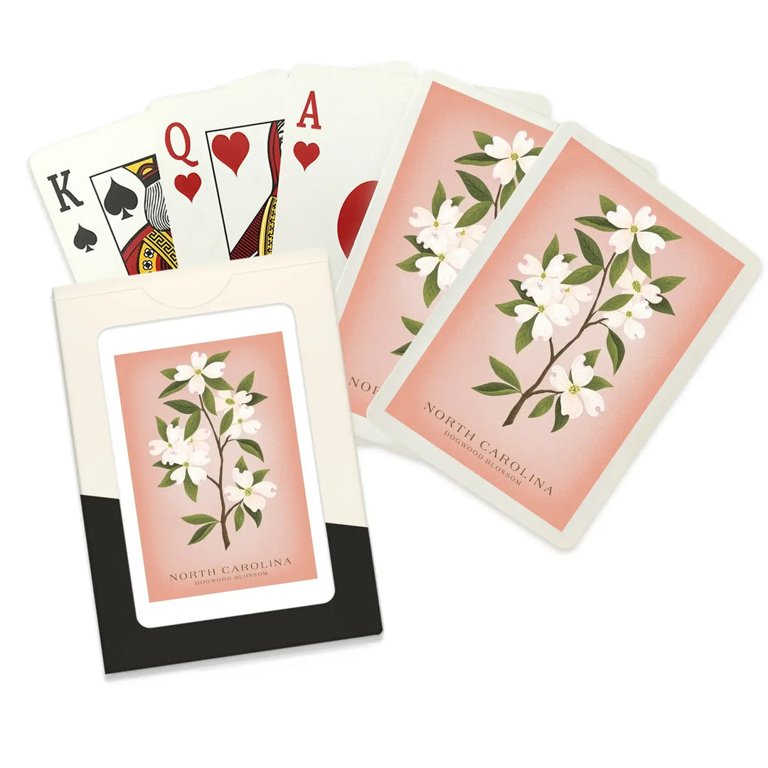 Playing Cards, North Carolina, Vintage Flora, State Series, Dogwood Blossom, 52 Card Deck with Jokers in Box, Unique Art Cards Lantern Press 