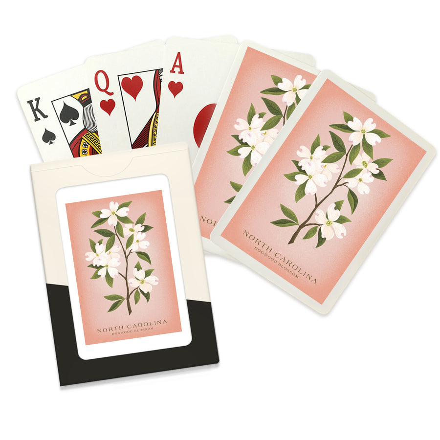 Playing Cards, North Carolina, Vintage Flora, State Series, Dogwood Blossom, 52 Card Deck with Jokers in Box, Unique Art Cards Lantern Press 
