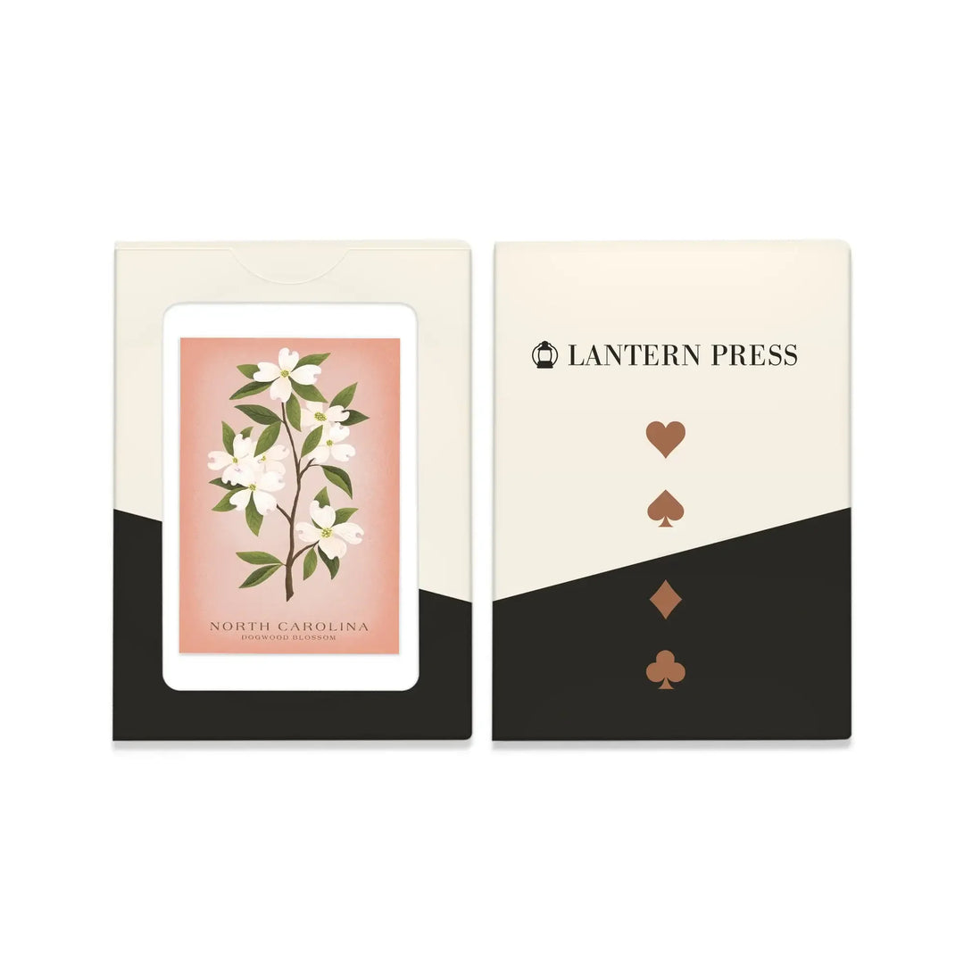 Playing Cards, North Carolina, Vintage Flora, State Series, Dogwood Blossom, 52 Card Deck with Jokers in Box, Unique Art Cards Lantern Press 