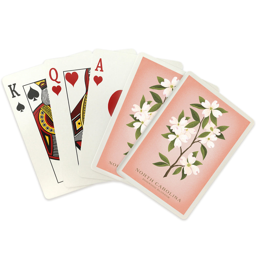 Playing Cards, North Carolina, Vintage Flora, State Series, Dogwood Blossom, 52 Card Deck with Jokers in Box, Unique Art Cards Lantern Press 