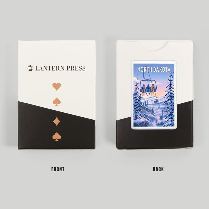 Playing Cards, North Dakota, Chill on the Uphill, Ski Lift, 52 Card Deck with Jokers in Box, Unique Art Cards Lantern Press 