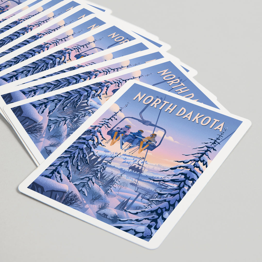 Playing Cards, North Dakota, Chill on the Uphill, Ski Lift, 52 Card Deck with Jokers in Box, Unique Art Cards Lantern Press 