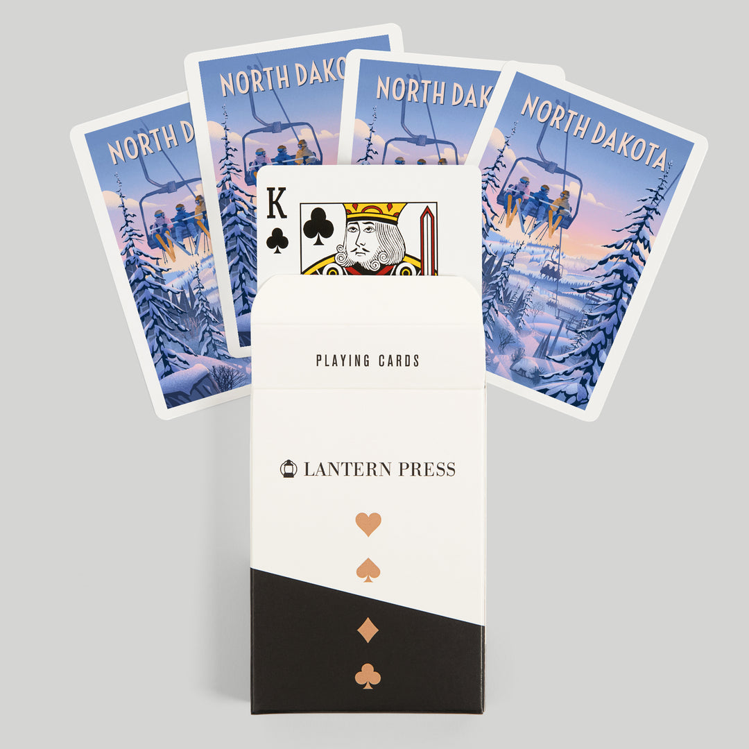Playing Cards, North Dakota, Chill on the Uphill, Ski Lift, 52 Card Deck with Jokers in Box, Unique Art Cards Lantern Press 