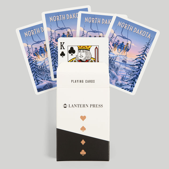 Playing Cards, North Dakota, Chill on the Uphill, Ski Lift, 52 Card Deck with Jokers in Box, Unique Art Cards Lantern Press 