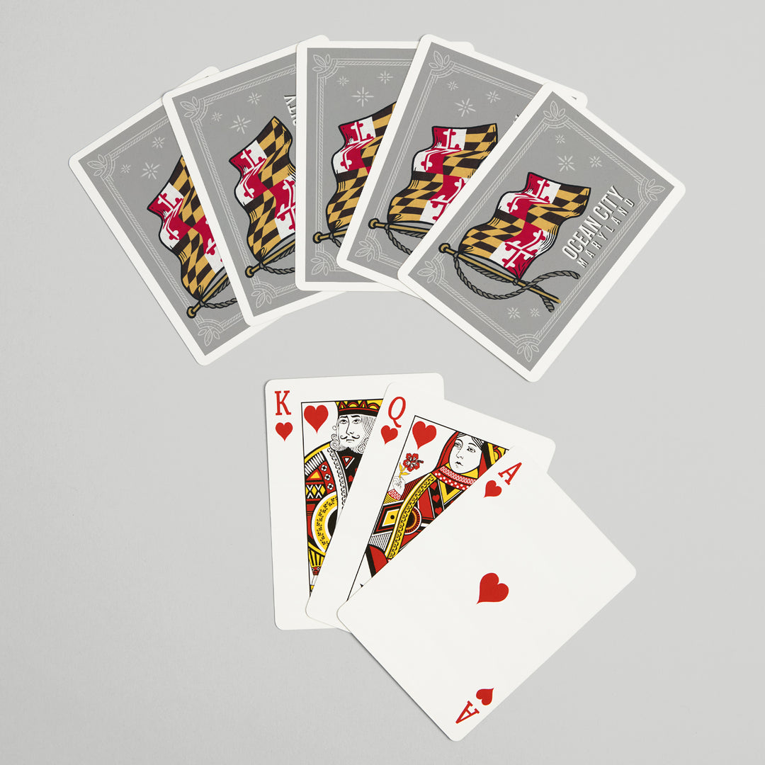 Playing Cards, Ocean City, Maryland, Waving State Flag, State Series, 52 Card Deck with Jokers in Box, Unique Art Cards Lantern Press 