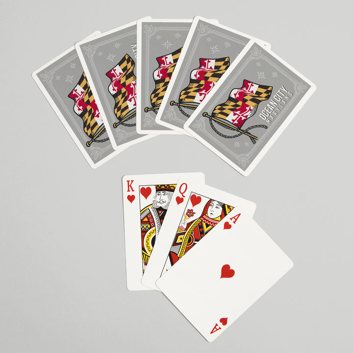 Playing Cards, Ocean City, Maryland, Waving State Flag, State Series, 52 Card Deck with Jokers in Box, Unique Art Cards Lantern Press 