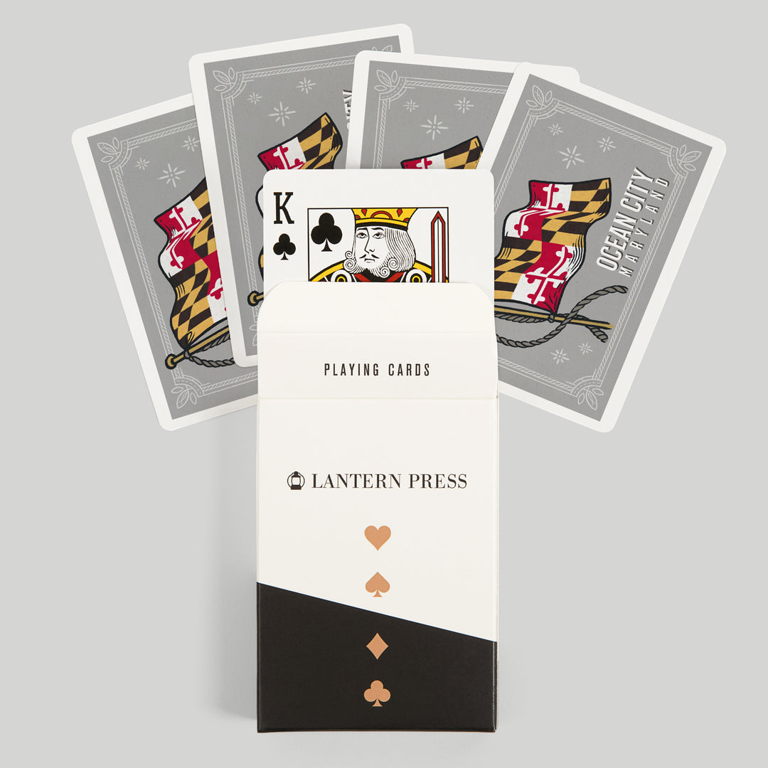 Playing Cards, Ocean City, Maryland, Waving State Flag, State Series, 52 Card Deck with Jokers in Box, Unique Art Cards Lantern Press 