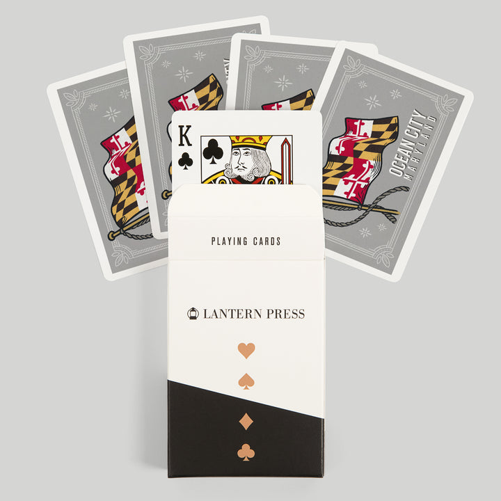 Playing Cards, Ocean City, Maryland, Waving State Flag, State Series, 52 Card Deck with Jokers in Box, Unique Art Cards Lantern Press 