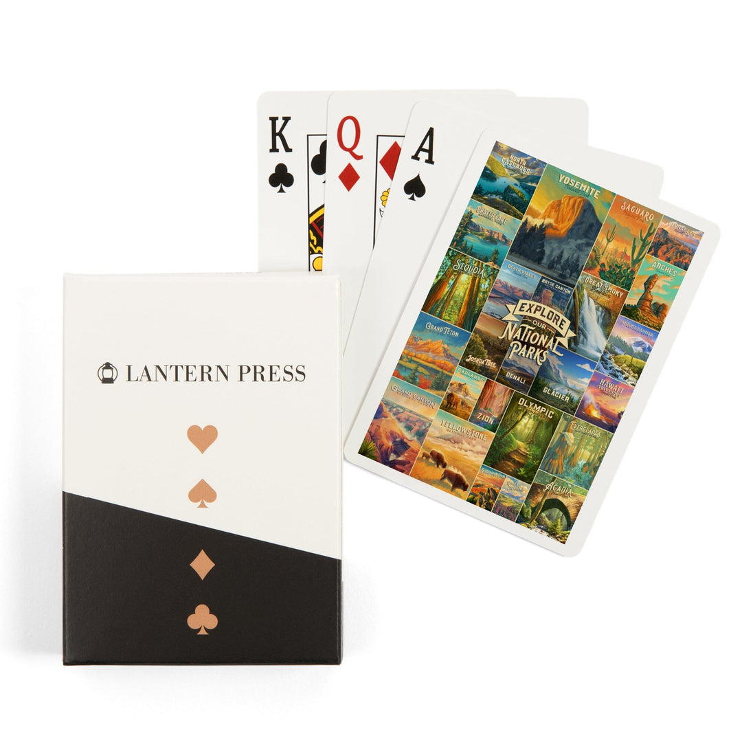 Playing Cards, Oil Painting National Park Series, Collage, Explore our National Parks, 52 Card Deck with Jokers in Box, Unique Art Cards Lantern Press 