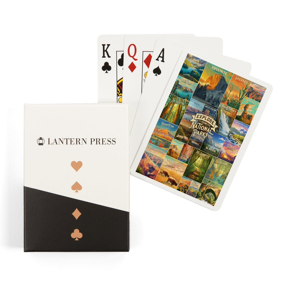 Playing Cards, Oil Painting National Park Series, Collage, Explore our National Parks, 52 Card Deck with Jokers in Box, Unique Art Cards Lantern Press 