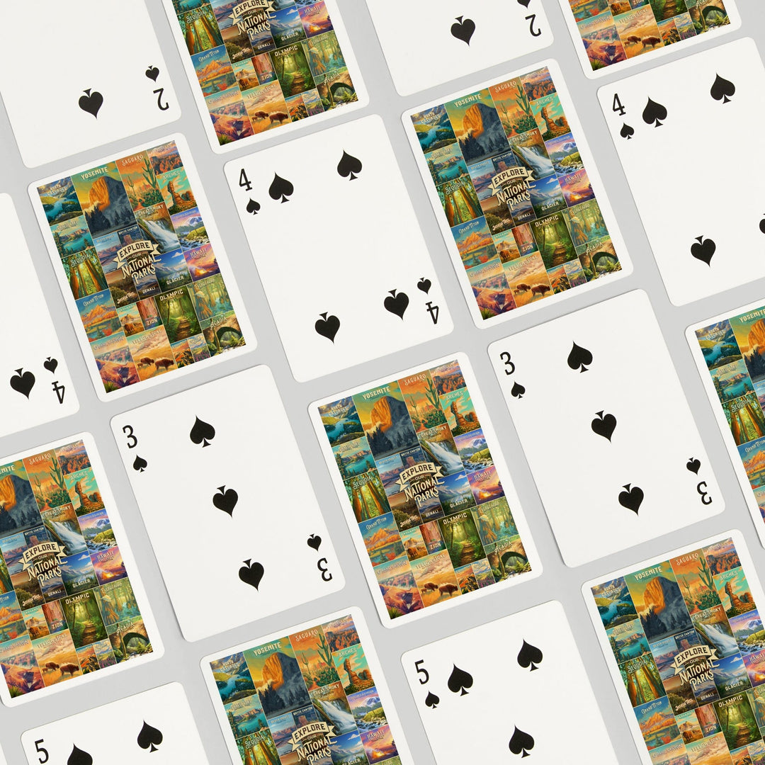 Playing Cards, Oil Painting National Park Series, Collage, Explore our National Parks, 52 Card Deck with Jokers in Box, Unique Art Cards Lantern Press 