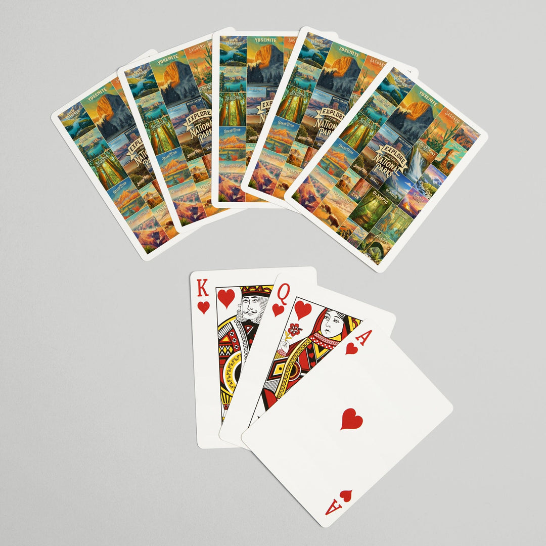 Playing Cards, Oil Painting National Park Series, Collage, Explore our National Parks, 52 Card Deck with Jokers in Box, Unique Art Cards Lantern Press 