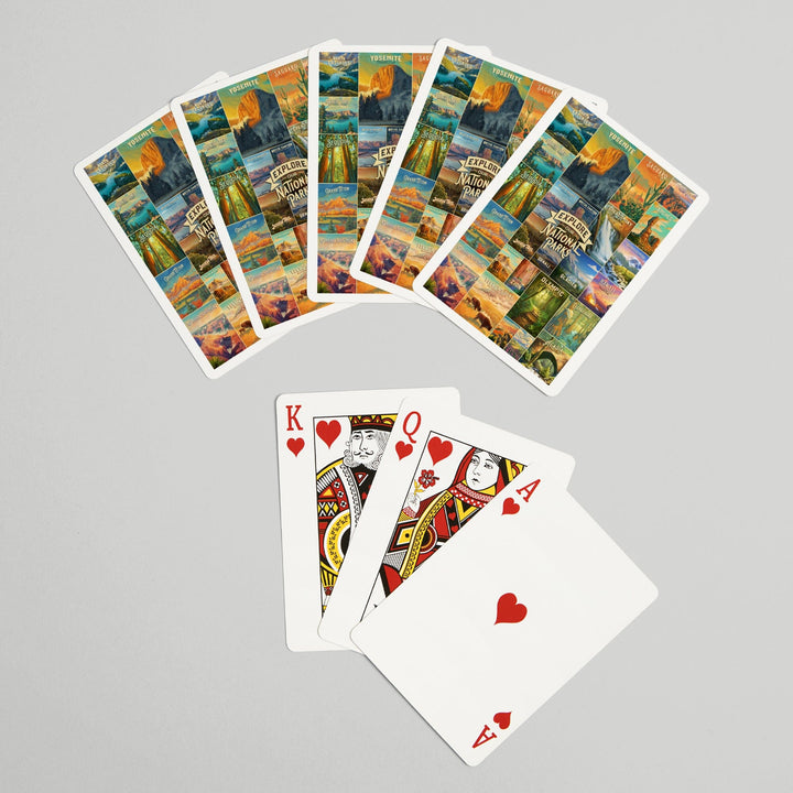 Playing Cards, Oil Painting National Park Series, Collage, Explore our National Parks, 52 Card Deck with Jokers in Box, Unique Art Cards Lantern Press 