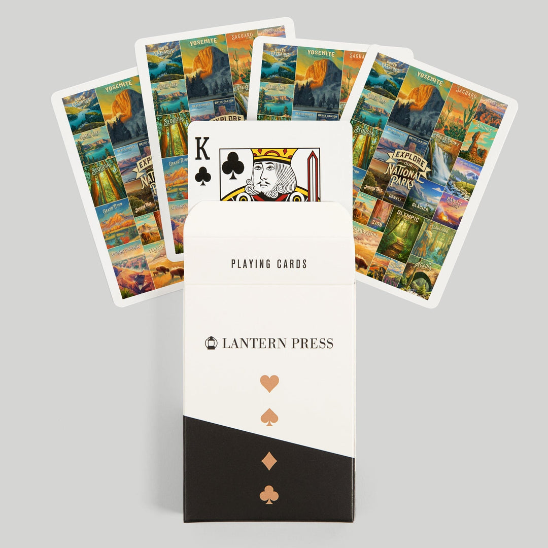 Playing Cards, Oil Painting National Park Series, Collage, Explore our National Parks, 52 Card Deck with Jokers in Box, Unique Art Cards Lantern Press 