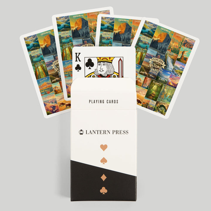 Playing Cards, Oil Painting National Park Series, Collage, Explore our National Parks, 52 Card Deck with Jokers in Box, Unique Art Cards Lantern Press 