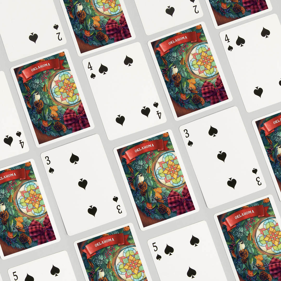 Playing Cards, Oklahoma, Front Door with Wreath, 52 Card Deck with Jokers in Box, Unique Art Cards Lantern Press 