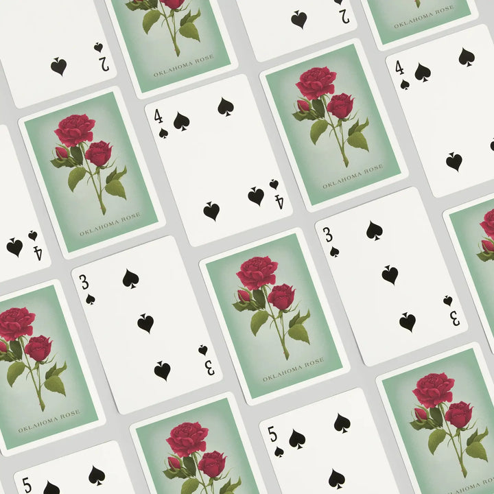 Playing Cards, Oklahoma, Vintage Flora, State Series, Oklahoma Rose, 52 Card Deck with Jokers in Box, Unique Art Cards Lantern Press 