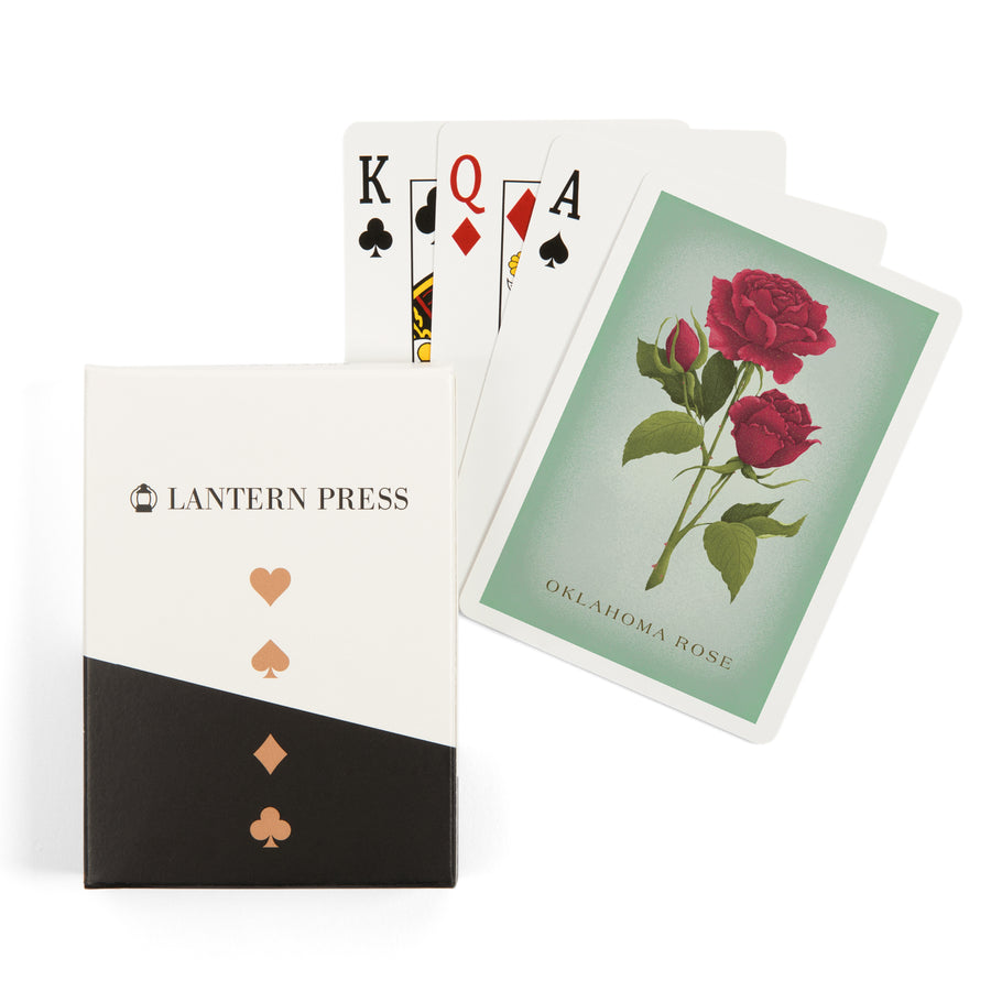 Playing Cards, Oklahoma, Vintage Flora, State Series, Oklahoma Rose, 52 Card Deck with Jokers in Box, Unique Art Cards Lantern Press 