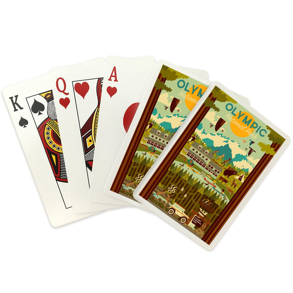 Playing Cards, Olympic National Park, Geometric National Park Series,, 52 Card Deck with Jokers in Box, Unique Art Cards Lantern Press 