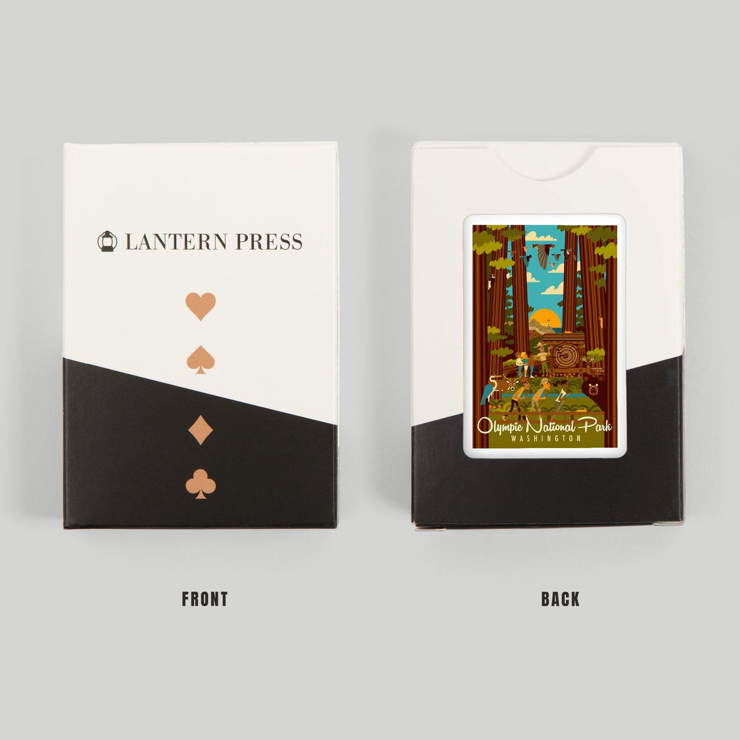 Playing Cards, Olympic National Park, Washington, Geometric National Park Series, 52 Card Deck with Jokers in Box, Unique Art Cards Lantern Press 