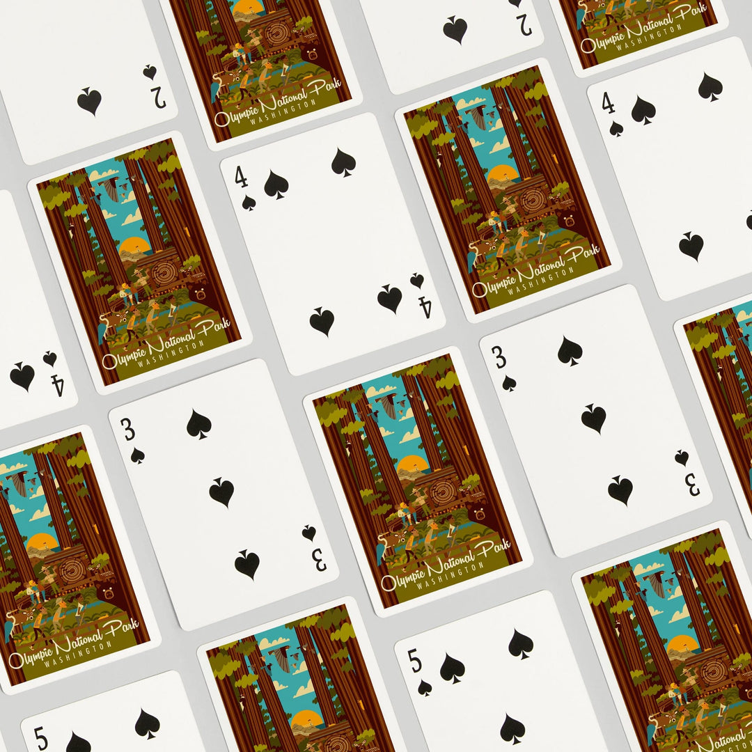 Playing Cards, Olympic National Park, Washington, Geometric National Park Series, 52 Card Deck with Jokers in Box, Unique Art Cards Lantern Press 