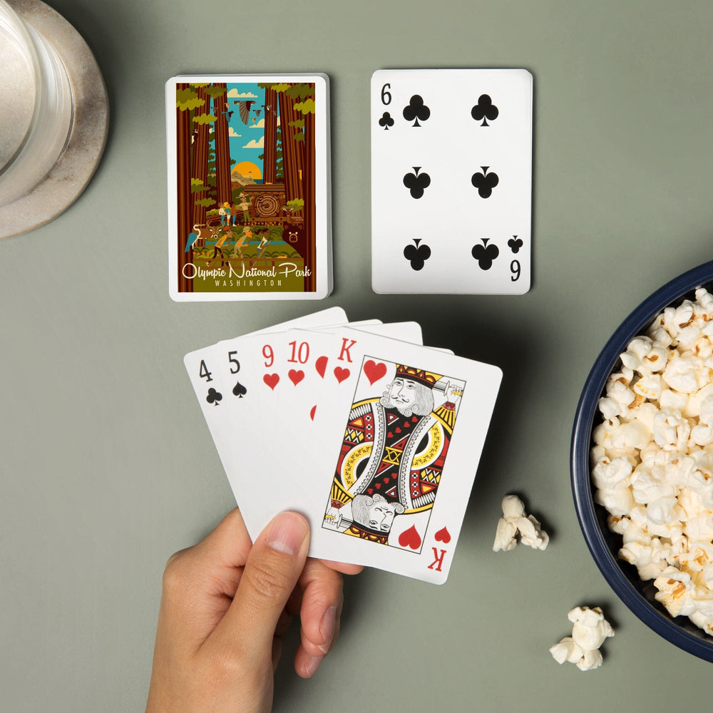 Playing Cards, Olympic National Park, Washington, Geometric National Park Series, 52 Card Deck with Jokers in Box, Unique Art Cards Lantern Press 