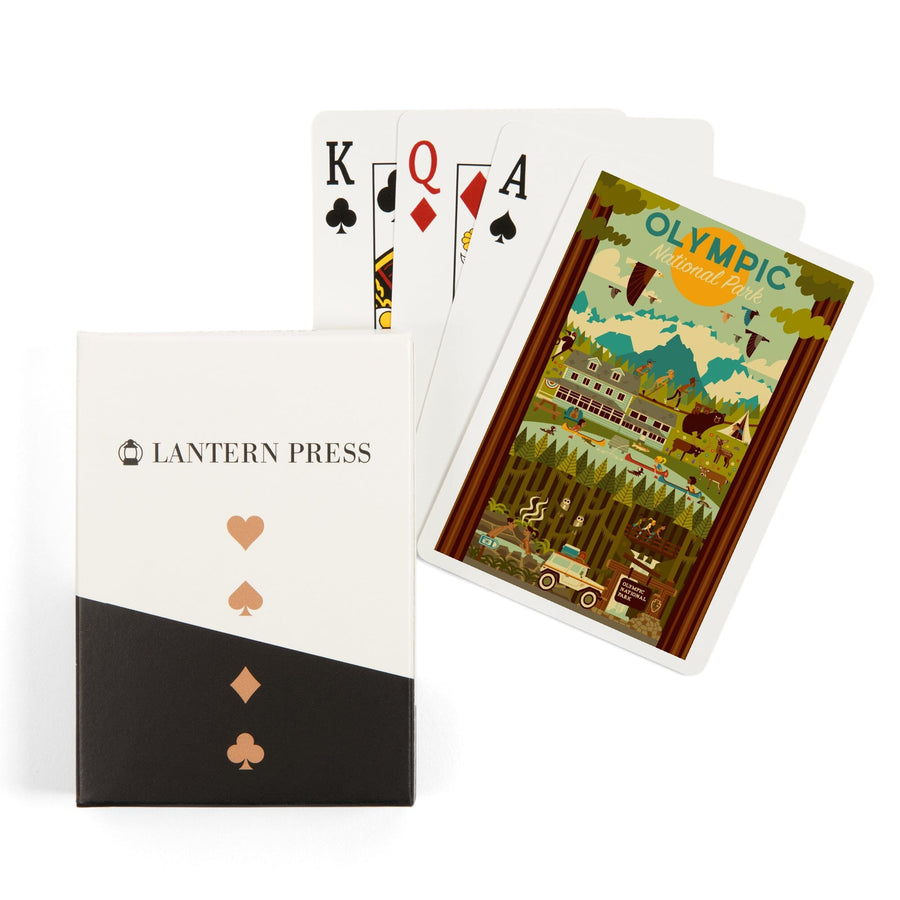 Playing Cards, Olympic National Park, Washington, Geometric National Park Series, 52 Card Deck with Jokers in Box, Unique Art Cards Lantern Press 