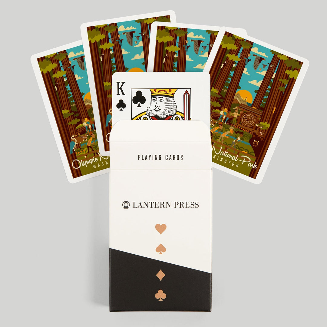 Playing Cards, Olympic National Park, Washington, Geometric National Park Series, 52 Card Deck with Jokers in Box, Unique Art Cards Lantern Press 