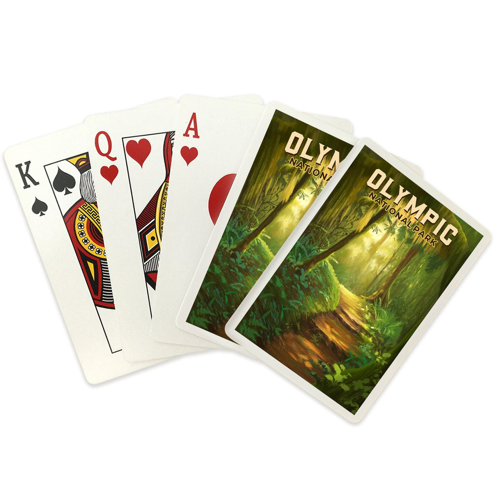 Playing Cards, Olympic National Park, Washington, Oil Painting, 52 Card Deck with Jokers in Box, Unique Art Cards Lantern Press 