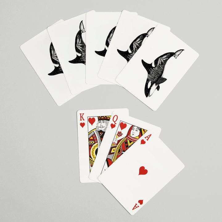 Playing Cards, Orca and Seattle Skyline, Double Exposure, 52 Card Deck with Jokers in Box, Unique Art Cards Lantern Press 
