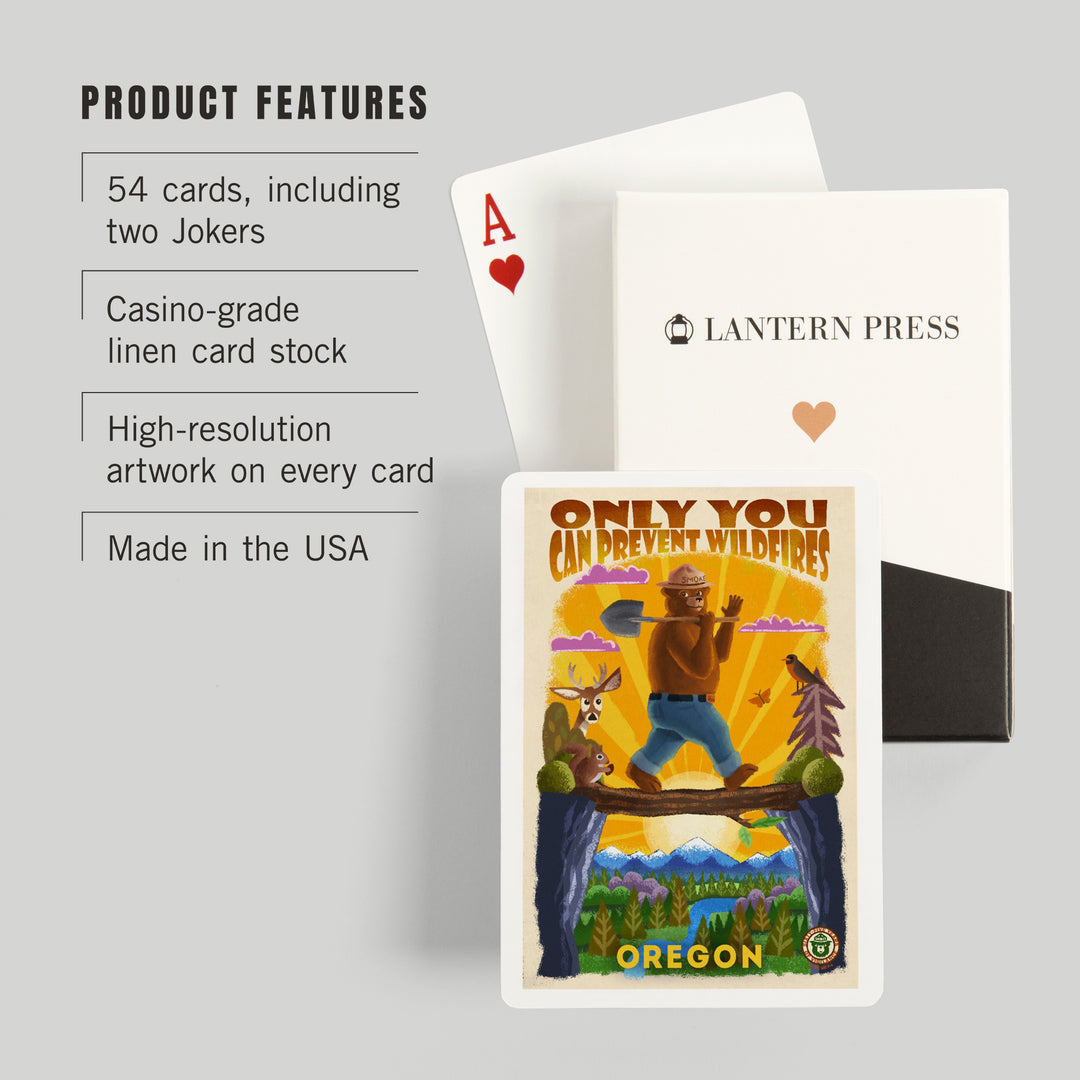 Playing Cards, Oregon, Smokey Bear and Friends, Only You, Mid-Century Inspired, Officially Licensed, 52 Card Deck with Jokers in Box, Unique Art Cards Lantern Press 