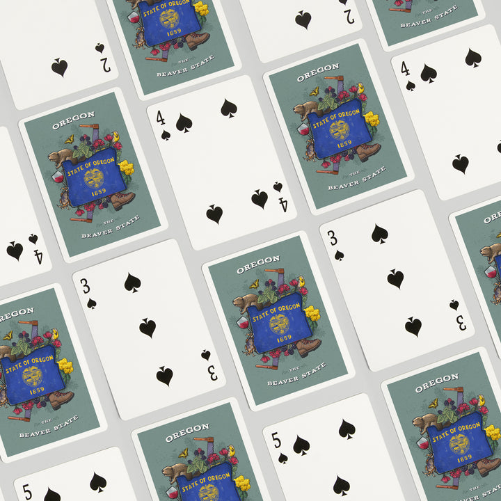 Playing Cards, Oregon, State Treasure Trove, State Series, 52 Card Deck with Jokers in Box, Unique Art Cards Lantern Press 