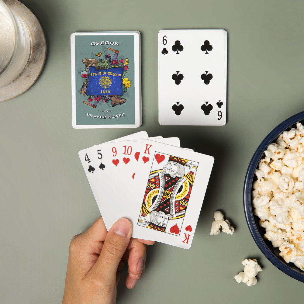 Playing Cards, Oregon, State Treasure Trove, State Series, 52 Card Deck with Jokers in Box, Unique Art Cards Lantern Press 