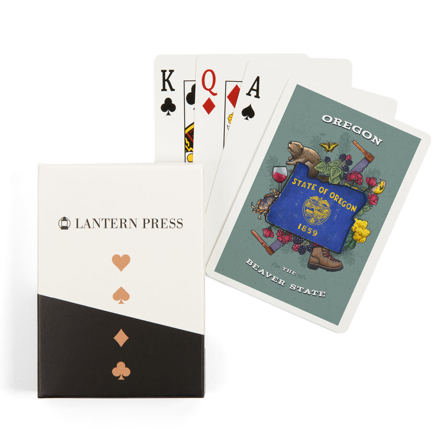 Playing Cards, Oregon, State Treasure Trove, State Series, 52 Card Deck with Jokers in Box, Unique Art Cards Lantern Press 