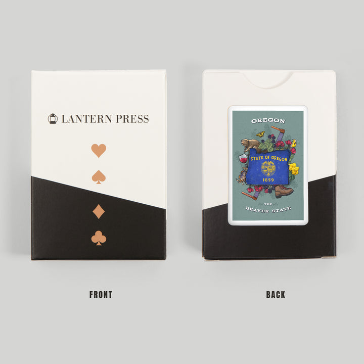 Playing Cards, Oregon, State Treasure Trove, State Series, 52 Card Deck with Jokers in Box, Unique Art Cards Lantern Press 
