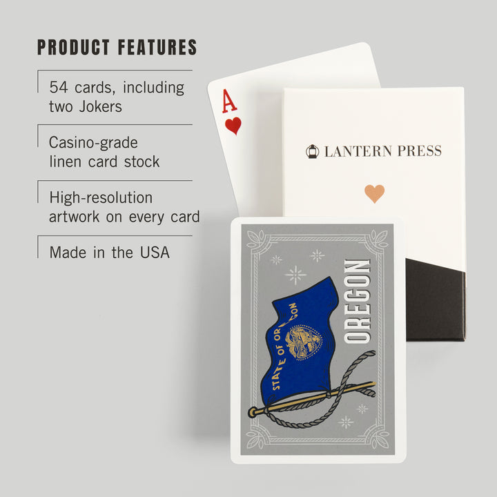 Playing Cards, Oregon, Waving State Flag, State Series, 52 Card Deck with Jokers in Box, Unique Art Cards Lantern Press 
