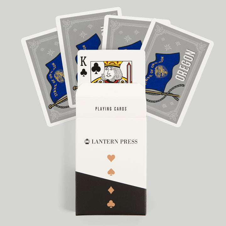 Playing Cards, Oregon, Waving State Flag, State Series, 52 Card Deck with Jokers in Box, Unique Art Cards Lantern Press 
