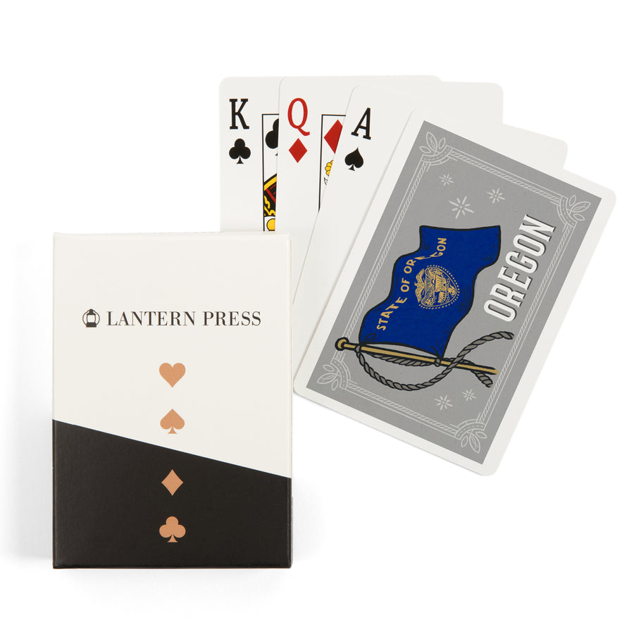 Playing Cards, Oregon, Waving State Flag, State Series, 52 Card Deck with Jokers in Box, Unique Art Cards Lantern Press 