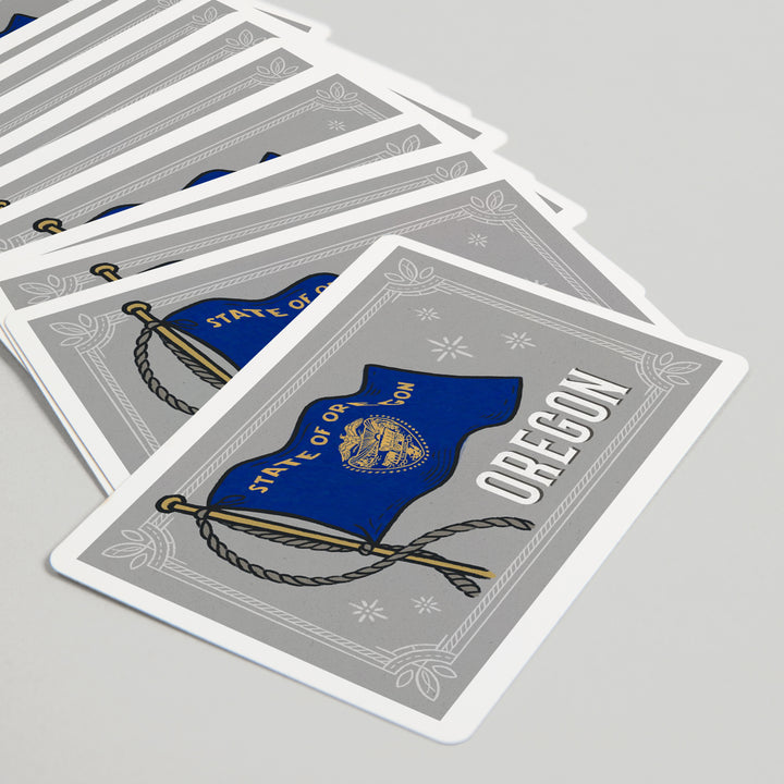Playing Cards, Oregon, Waving State Flag, State Series, 52 Card Deck with Jokers in Box, Unique Art Cards Lantern Press 