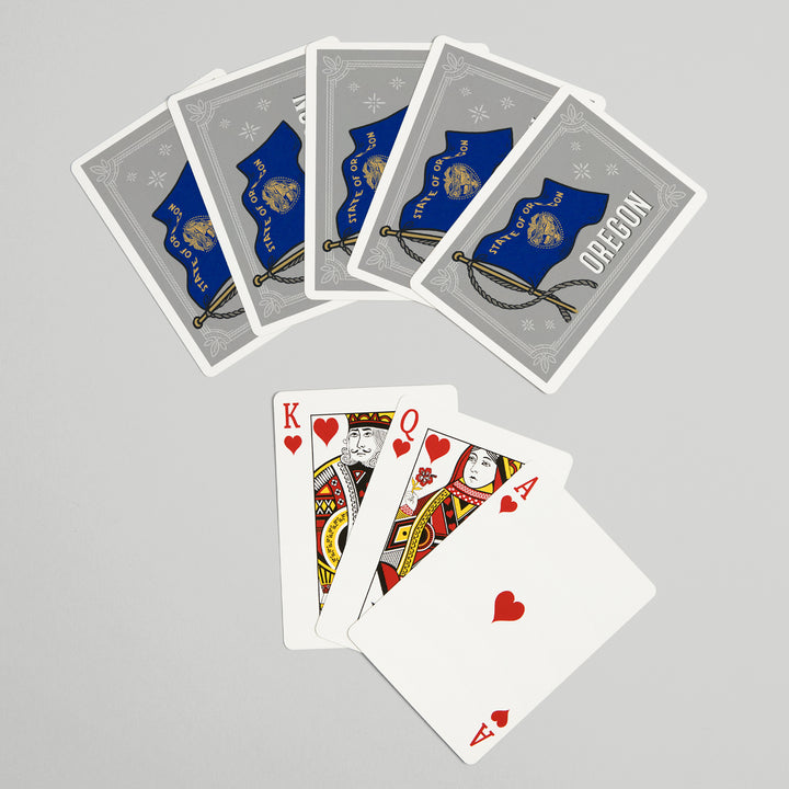 Playing Cards, Oregon, Waving State Flag, State Series, 52 Card Deck with Jokers in Box, Unique Art Cards Lantern Press 