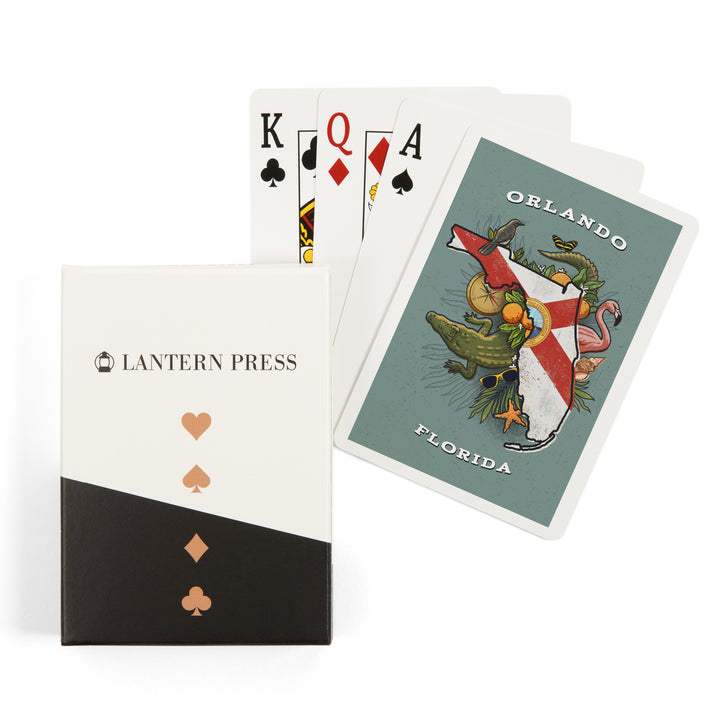 Playing Cards, Orlando, Florida, State Treasure Trove, State Series, 52 Card Deck with Jokers in Box, Unique Art Cards Lantern Press 